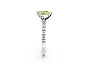 Solitaire Engagement Ring Setting for Fancy Yellow Pear-Shaped Center with Bezel-Dot Beaded Band and Prong Head in Platinum
