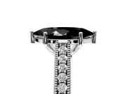 Solitaire Engagement Ring Setting for Fancy Black Marquise Center with Engraved Pave Band and Prong Head in Platinum