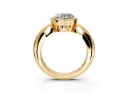 Halo Engagement Ring Setting for Heart-Shaped Center with Tapered Plain Band and Prong Head in Yellow Gold
