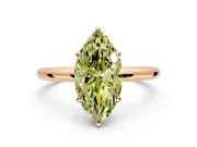 Low-Set Solitaire Engagement Ring Setting for Fancy Yellow Marquise Center with Thin Plain Band and Prong Head in Rose Gold