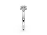 Hidden Halo Engagement Ring Setting for Cushion Cut Center with Wide Flat Plain Band and Prong Head in Sterling Silver