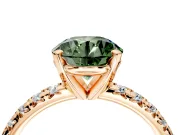 Solitaire Engagement Ring Setting for Fancy Green Round Cut Center with Large Accents and Prong Head in Rose Gold