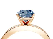 Solitaire Engagement Ring Setting for Fancy Blue Cushion Cut Center with Channel Baguette Band and Prong Head in Rose Gold