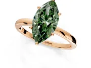 Hidden Halo Engagement Ring Setting for Fancy Green Marquise Center with Plain Band and Tall Prong Head in Rose Gold