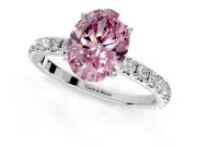 Solitaire Engagement Ring Setting for Fancy Pink Oval Center with Large Accent Band and Prong Head in White Gold