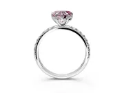 Solitaire Engagement Ring Setting for Fancy Pink Heart-Shaped Center with Micro Pave Band and Prong Head in Platinum