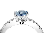 Solitaire Engagement Ring Setting for Fancy Blue Pear-Shaped Center with Single Row Accent Band and Prong Head in Platinum