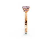 Solitaire Engagement Ring Setting for Fancy Pink Princess Cut Center with Engraved Milgrain Band and Prong Head in Rose Gold