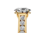 Solitaire Engagement Ring Setting for Oval Center with Cathedral Channel Band and Prong Head in Yellow Gold