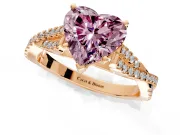 Solitaire Engagement Ring Setting for Fancy Pink Heart-Shaped Center with Twisted Pave Split Shank and Prong Head in Rose Gold