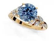 Solitaire Engagement Ring Setting for Fancy Blue Round Cut Center with Marquise Accent Twist Band and Prong Head in Yellow Gold