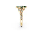 Solitaire Engagement Ring Setting for Fancy Green Marquise Center with Marquise Accent Twist Band and Prong Head in Yellow Gold