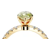 Open Basket Engagement Ring Setting for Fancy Yellow Marquise Center with Pave Band and Prong Head in Yellow Gold