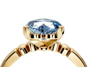 Solitaire Engagement Ring Setting for Fancy Blue Heart-Shaped Center with Beaded Shoulders and Prong Head in Yellow Gold
