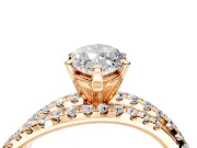 Solitaire Engagement Ring Setting for Marquise Center with Woven 3-Strand Pave Band and Prong Head in Rose Gold