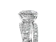 Solitaire Engagement Ring Setting for Radiant Cut Center with Woven 3-Strand Pave Band and Prong Head in Sterling Silver