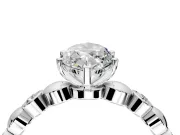 Solitaire Engagement Ring Setting for Marquise Center with Beaded Bezel Station Band and Prong Head in Sterling Silver