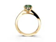 Solitaire Engagement Ring Setting for Fancy Green Cushion Cut Center with Princess Cut Channel Band and Prong Head in Yellow Gold