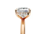 Hidden Halo Engagement Ring Setting for Princess Cut Center with Thin Round-Wire Band and Prong Head in Rose Gold