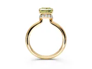Hidden Halo Engagement Ring Setting for Fancy Yellow Princess Cut Center with Plain Rounded Band and Prong Head in Yellow Gold