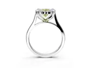 Single Halo Engagement Ring Setting for Fancy Yellow Oval Center with Corner Claws, Plain Band and Prong Head in Platinum