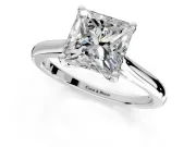 Solitaire Engagement Ring Setting for Princess Cut Center with Narrow Cathedral Band and Prong Head in Sterling Silver