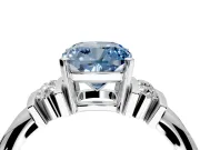 Solitaire Engagement Ring Setting for Fancy Blue Cushion Cut Center with Grooved Bar Accent Band and Prong Head in Platinum