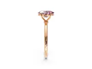 Solitaire Engagement Ring Setting for Fancy Pink Oval Center with Straight Thin Band and Prong Head in Rose Gold
