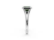 Solitaire Engagement Ring Setting for Fancy Green Asscher Cut Center with V Split Shank and Bezel Head in Sterling Silver