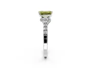 Solitaire Engagement Ring Setting for Fancy Yellow Emerald Cut Center with Crossover Accents and Prong Head in Sterling Silver