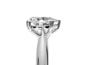 Solitaire Engagement Ring Setting for Pear-Shaped Center with Reverse Tapered Band and Prong Head in Platinum