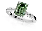 Solitaire Engagement Ring Setting for Fancy Green Emerald Cut Center with Beaded Shoulders and Prong Head in Platinum