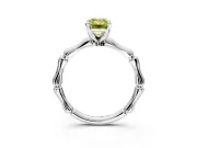 Solitaire Engagement Ring Setting for Fancy Yellow Emerald Cut Center with Bamboo Band and Prong Head in Platinum