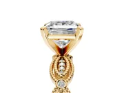 Solitaire Engagement Ring Setting for Princess Cut Center with Marquise Panel Band and Prong Head in Yellow Gold