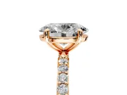 Solitaire Engagement Ring Setting for Oval Center with Pave Accents and Prong Head in Rose Gold