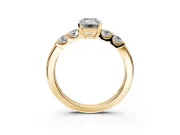 5 Stone Engagement Ring Setting for Emerald Cut Center with Plain Band and Prong Head in Yellow Gold