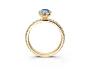 Solitaire Engagement Ring Setting for Fancy Blue Marquise Center with Shared-Prong Accents and Prong Head in Yellow Gold