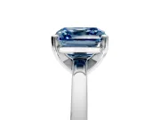 Solitaire Engagement Ring Setting for Fancy Blue Asscher Cut Center with Basket Rail and Prong Head in Platinum
