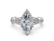 Solitaire Engagement Ring Setting for Marquise Center with Marquise Panel Band and Prong Head in Sterling Silver