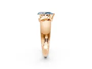 Tension Engagement Ring Setting for Fancy Blue Pear-Shaped Center with Wide Flat Band and Tension Head in Rose Gold