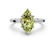 Solitaire Engagement Ring Setting for Fancy Yellow Marquise Center with Flat-Sided Plain Band and Prong Head in Sterling Silver