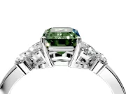 Solitaire Engagement Ring Setting for Fancy Green Emerald Cut Center with Marquise Flower Shoulders and Prong Head in Platinum