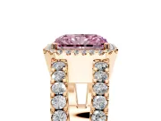 Halo Engagement Ring Setting for Fancy Pink Radiant Cut Center with Wide-Open Pave Split Shank and Prong Head in Rose Gold