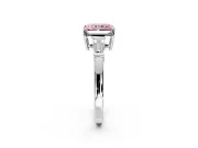 3 Stone Engagement Ring Setting for Fancy Pink Radiant Cut Center with Baguette Accents and Prong Head in Platinum