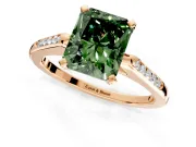 Solitaire Engagement Ring Setting for Fancy Green Radiant Cut Center with Channel Accents and Prong Head in Rose Gold