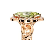 Halo Engagement Ring Setting for Fancy Yellow Marquise Center with Open Scroll Shoulders and Prong Head in Rose Gold