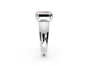 Solitaire Engagement Ring Setting for Fancy Pink Radiant Cut Center with Wide Band and Bezel Head in Sterling Silver