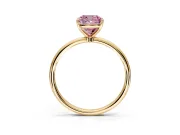 Solitaire Engagement Ring Setting for Fancy Pink Cushion Cut Center with Straight Thin Band and Prong Head in Yellow Gold