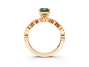 Solitaire Engagement Ring Setting for Fancy Green Emerald Cut Center with Milgrain Bezel Accents and Prong Head in Rose Gold