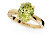 Solitaire Engagement Ring Setting for Fancy Yellow Oval Center with Plain Band and Flat Tab Prong Head in Yellow Gold